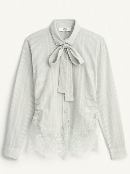 Zara Tops - ZARA LIMITED EDITION LACE TIE SHIRT